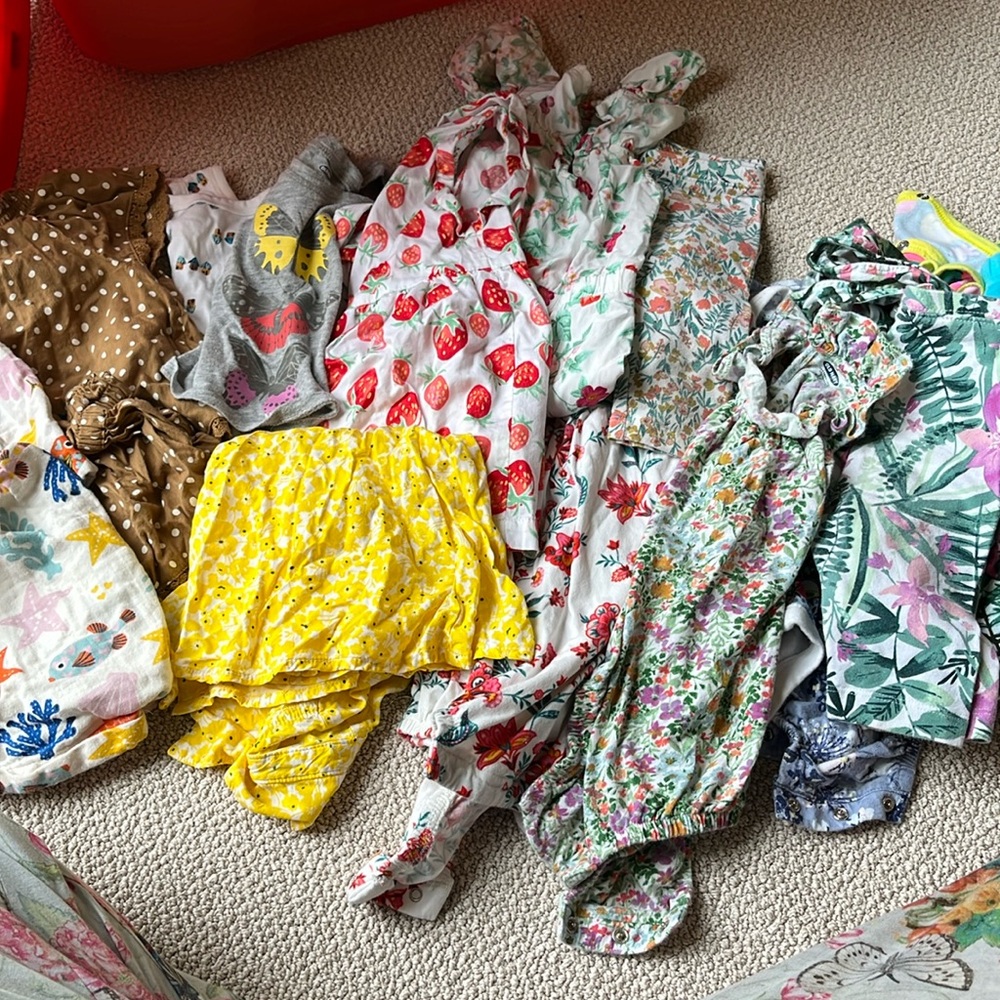 Assortment of 12mo old navy baby clothes warm weather items